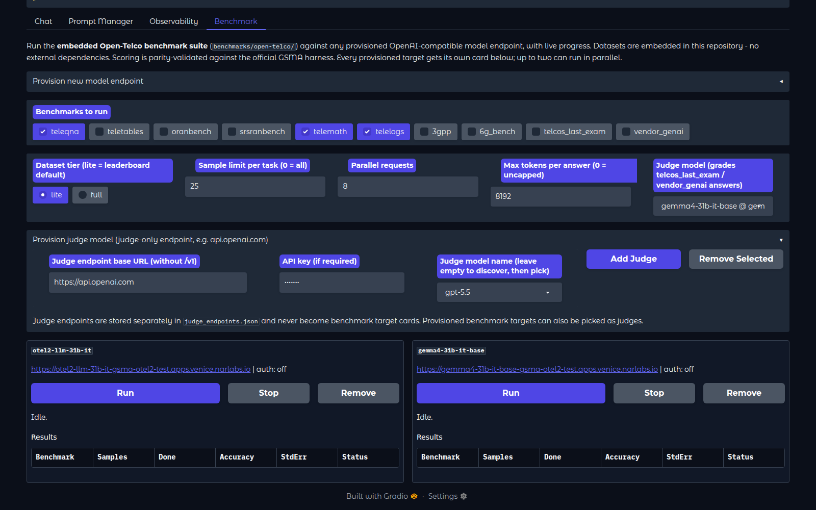 Judge model provisioning